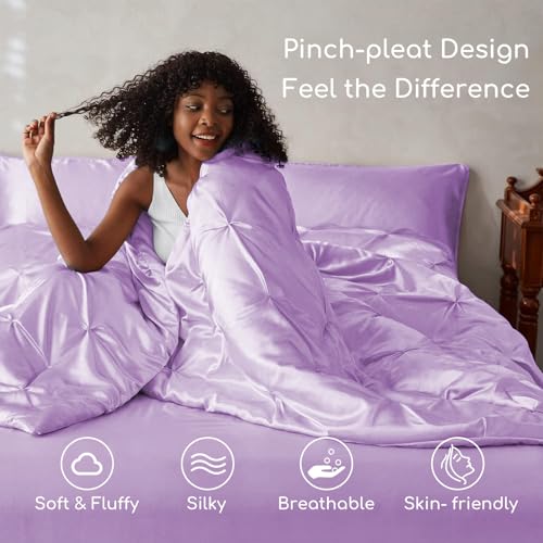 Satin King Size Comforter Set Lilac