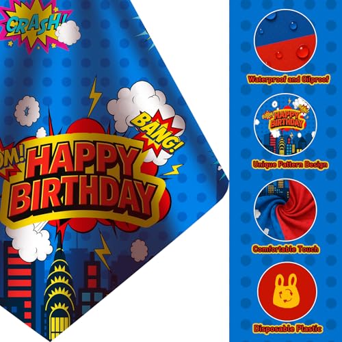 8Pcs 2in1 Superhero Birthday Party Tablecloths Decorations (8 Count)