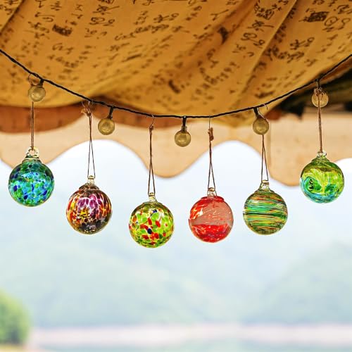6Pcs Hand Blown Glass Ornament Balls 2.3'' Hanging Witches Ball Gazing Ball (6 Count)