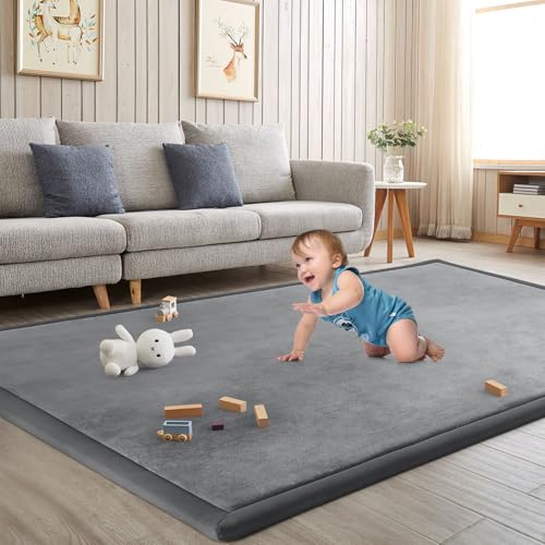 Baby Play Mat for Floor Nursery Rug Muscle Mat Area Rug Playroom Rug 79"x118" Playpen Mat Elastic Foam 1.3" Thick Crawling Mat for Babies