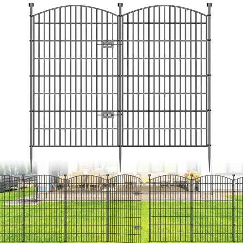 10 Panel No Dig Decorative Garden Fence with Gate 48"H x 22.6'L Dog Barrier (9.8 Sq Ft)