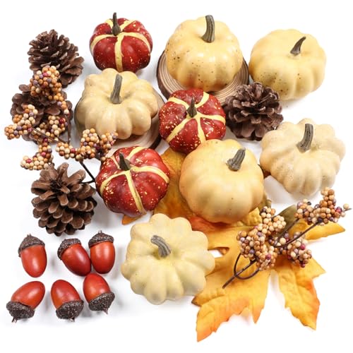 23Pcs Fake Pumpkins Fall Thanksgiving Decorations (23 Count)