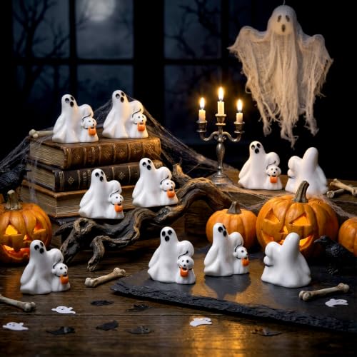 50 Pcs Halloween Mini Ghosts Figurines Resin Tiny Ghosts (50 Count)