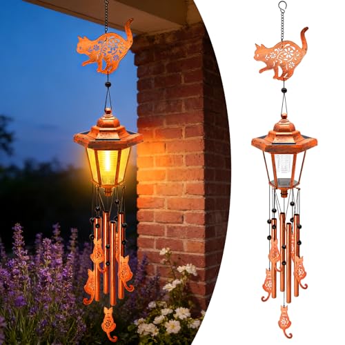 Cat Solar Wind Chimes for Outside
