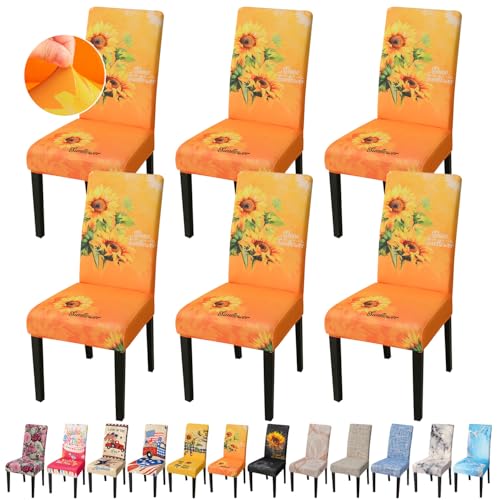 Sunflower Chair Covers for Dining Room Set of 6