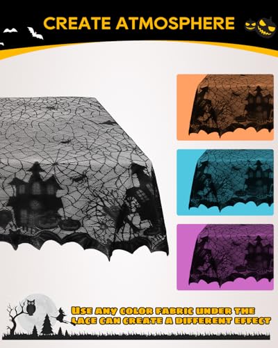 Black Lace Tablecloth Halloween Set 53x68 inches