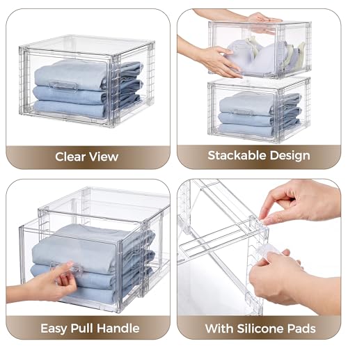 2 Pack Clear Stackable Storage Drawers 15QT (2 Count)