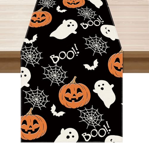 Halloween Ghost Pumpkin Table Runner for Table Decoration 13x48 Inch