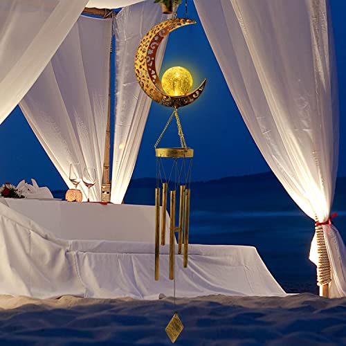Moon Solar Lights Wind Chimes for Outside Gift for Women