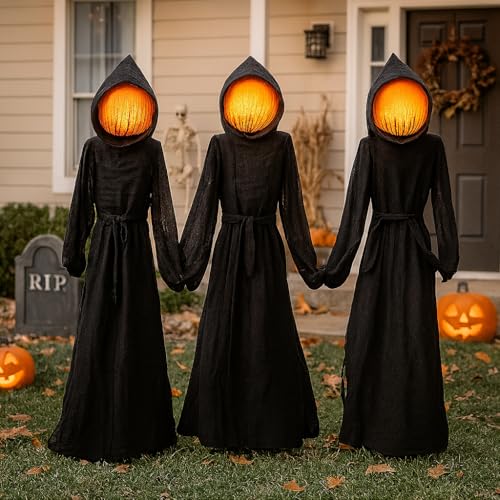 Evergreen Set of 3 LED Black Halloween Grim Reaper Stakes (Reaper, Set of 3)