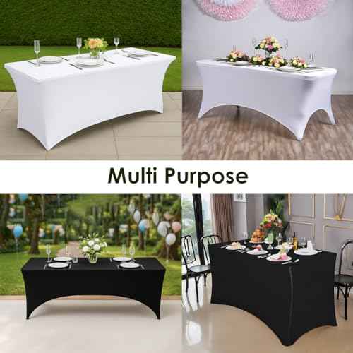 2 Pack 8ft Black Spandex Tablecloth (2 Count)