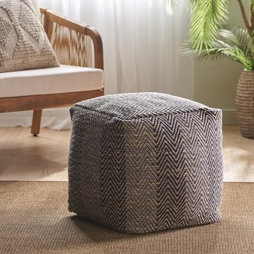 Boho Handmade Fabric Cube Pouf Ottoman Foot Stool