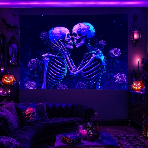 Skeleton Lovers Tapestry Gothic Tapestry 78x59 Inch Wall Decor