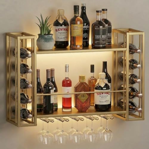47.2" Wine Rack Wall Mounted with LED Lights