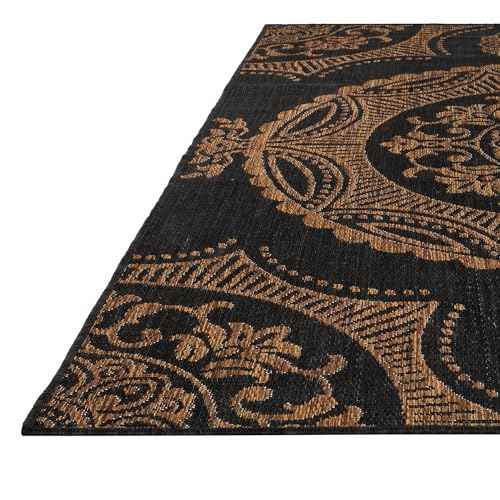 Medallion Outdoor Rug 5x7 Washable Outside Carpet for Indoor Patio Porch Waterproof Easy Cleaning Non Shedding Area Rugs Nut Brown 5 x 7