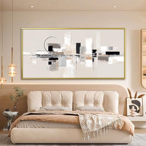 Large Gold Framed Wall Art For Living Room Painting Black White Wall Art Prints Minimalist Grey Brown Abstract Art Modern Canvas Art Wall Decor Picture For Bedroom Office Home Decor 29" × 58"