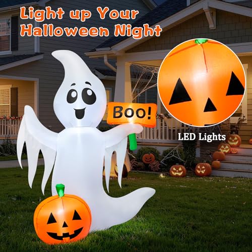 4.5 FT Halloween Inflatable Ghost Outdoor Decoration with LED Lights (4.5FT Ghost)