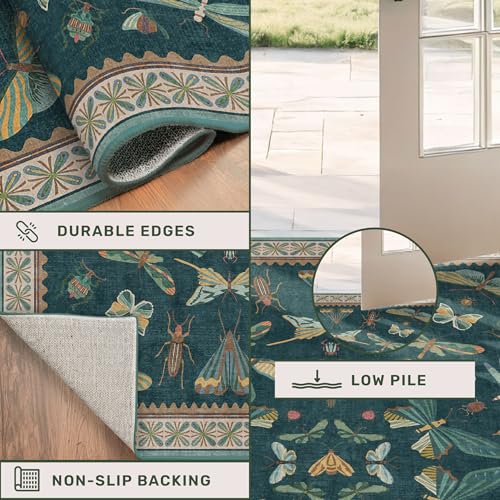 Oriental Blue and Green Area Rugs for Living Room 6x9 (54 Sq Ft)