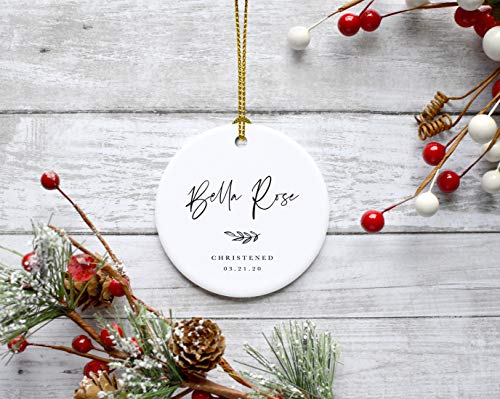 Personalized Round Ceramic Porcelain Christmas Tree Ornament Engagement Collectible Gift for Baby