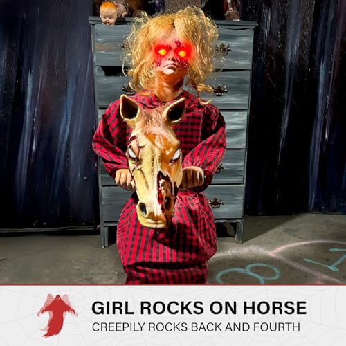 3.2 Ft. Rocking Horse Girl Animatronic with Voice (3.2 ft. Rocking Horse Girl)