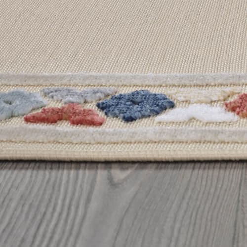Outdoor Runner Rug 2x7 Modern Floral Bordered Area Rugs for Indoor and Outdoor Patio Easy to Clean Non Shedding Living Room Porch Garden Washable Outside Carpet (14 Sq Ft)