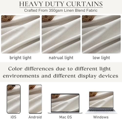 Short Linen Blackout Curtains for Bay Windows 48 Inch Length Bedroom