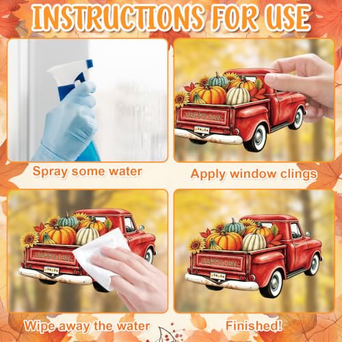 Vintage Fall Leaves Window Clings 6 Sheets (6 Count)