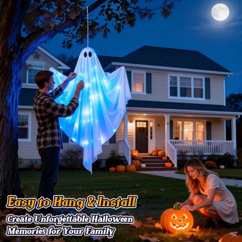Halloween Hanging Light up Ghost (Blue)