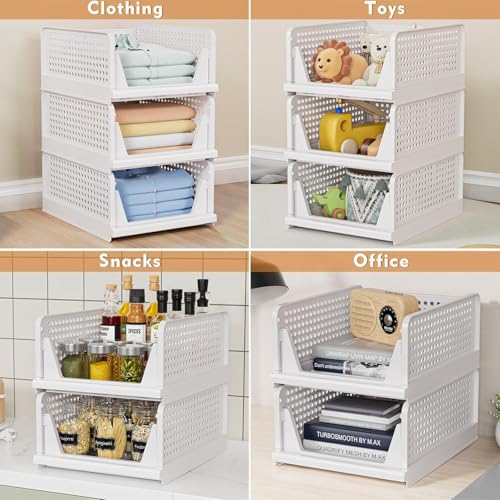 8 Pack Stackable Closet Storage Basket (25 Count)