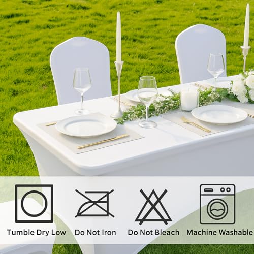 2 Pack 8ft White Spandex Tablecloth (2 Count)