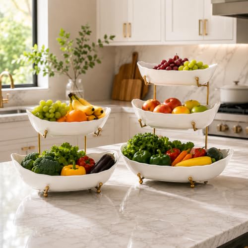 Large Tiered Fruit Bowl for Kitchen Counter