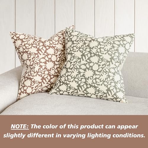 Set of 2 Decorative Neutral Floral Throw Pillow Covers Accent Farmhouse Cushion Covers Boho Pillowcase for Couch Sofa Bedroom Living Room Home Decor (2 Count)