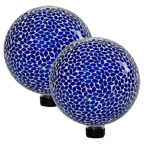 Sunnydaze 10" Mosaic Glass Gazing Ball for Garden (2 Count)