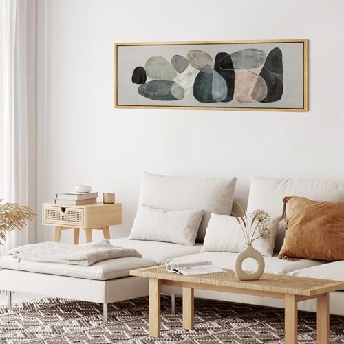Large Framed Canvas Print Wall Art Abstract Elegance Contemporary Stone Shapes Illustrations Antique Retro Fine Art Illustrations Decorative Colorful for Bedroom