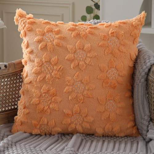Spring Summer Pillow Covers 16x16 inch Set of 2 Orange Sunflower