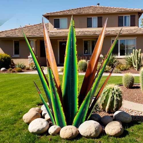 24” Metal Agave Plant Outdoor Decor