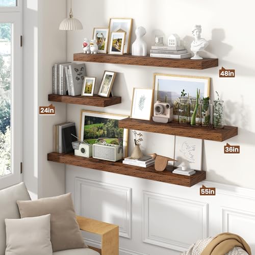 Floating Shelves 55.1" W x 10.3" D Rustic Brown Set of 1