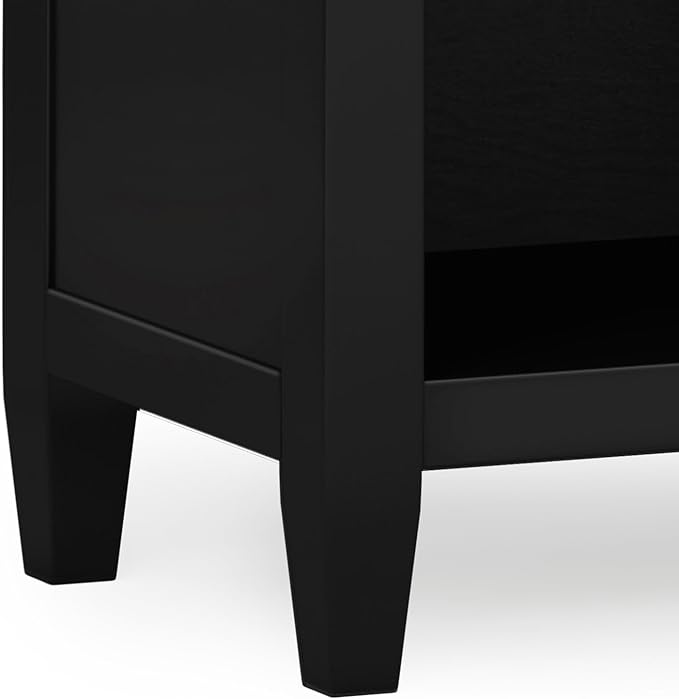 SIMPLIHOME Carlton SOLID WOOD 24 Inch Wide Contemporary Bedside Nightstand Table in Black, For the Living Room and Bedroom