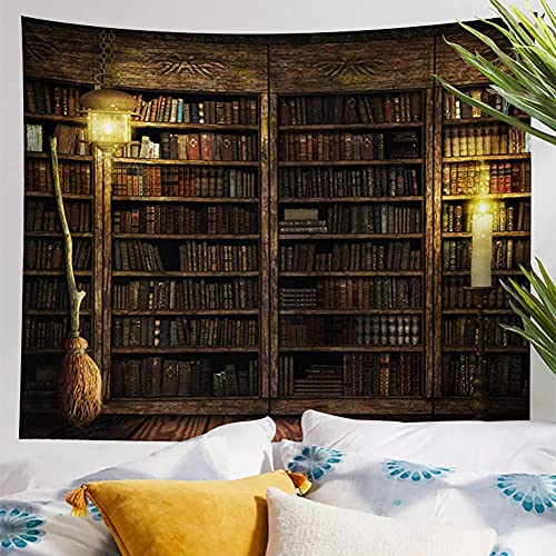 Vintage Bookshelf Tapestry Wall Hanging