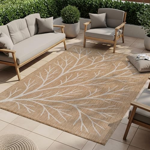 Washable Indoor Outdoor Rug 10x14 Modern Area Rugs Branch Pattern Non Shedding Waterproof Easy Clean Patio Deck Porch Living Room Bedroom Garden RV (140 Sq Ft)
