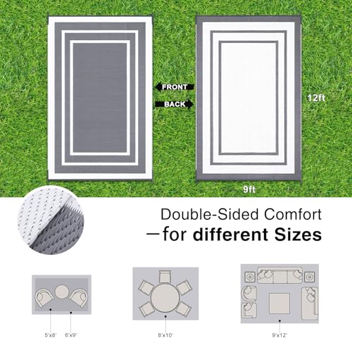 Outdoor Rug 9x12 ft Waterproof Reversible Mat