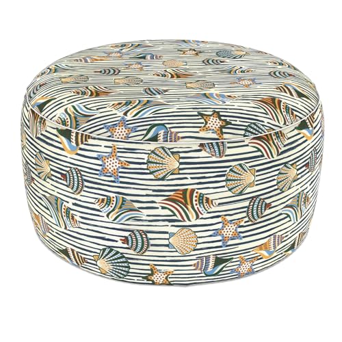 Indoor Outdoor Large Inflatable Ottoman Pouf D31 x H14 Inch