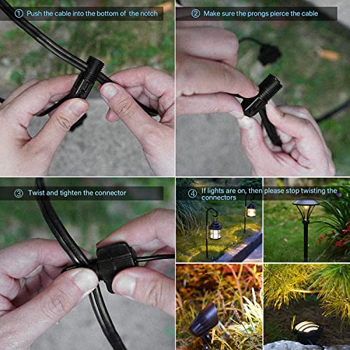 Pathway Lights Kits 3W LED 8PK Outdoor Low Voltage Landscape Lighting 180 Lumen Hardwired 2 Tier Pagoda Path Light 3000K Warm White Metal 12V Electric Sidewalk Walkway Lights with Connectors (8 Count)