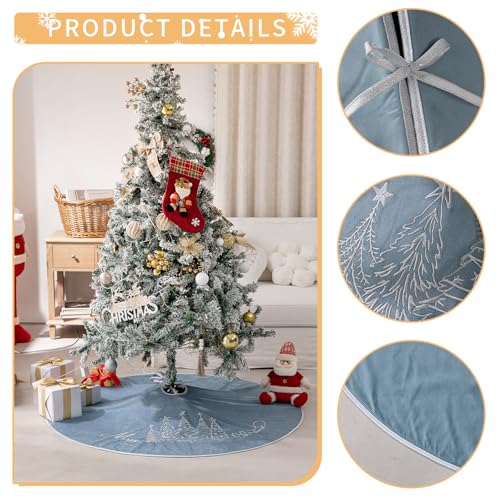 48 Inch Blue Velvet Christmas Tree Skirt