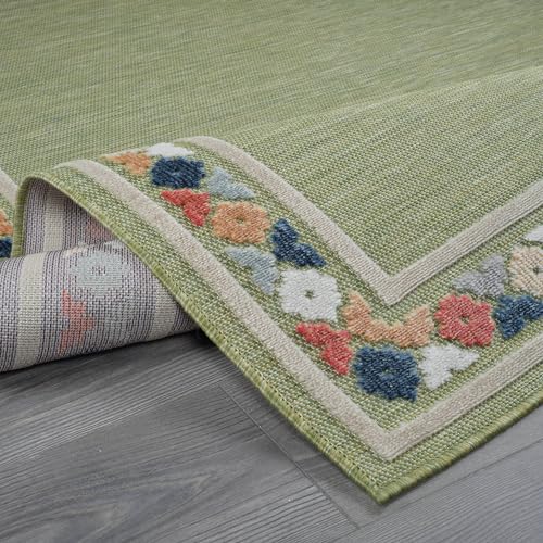 Outdoor Rug 5x7 Modern Bordered Area Rugs for Indoor and Outdoor Patio Easy to Clean Non Shedding Living Room Porch Garden Washable Outside Carpet