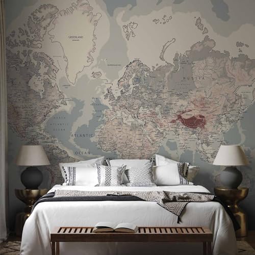 Wall Mural World Map 98x69 in (47.14 Sq Ft)