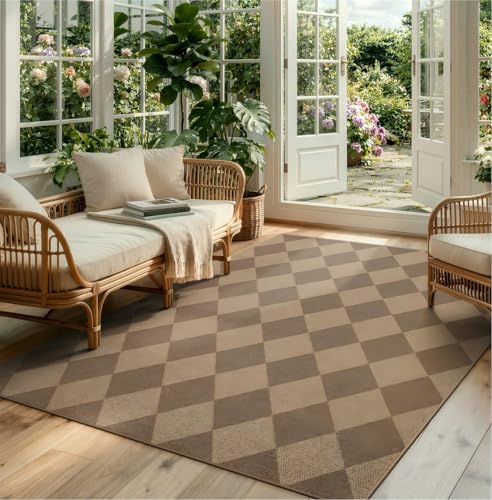 Checkered Easy Jute 5x7 Outdoor Patio Rug