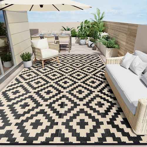 Outdoor Rug 8x10 ft Waterproof Reversible Mat