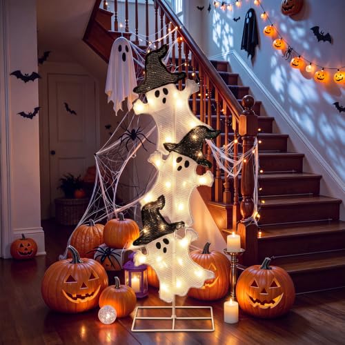 Halloween Ghost Lights 41 Inch H Pre (Black,White / Ghost)