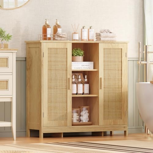 Rattan Storage Cabinet with 4 Adjustable Shelves